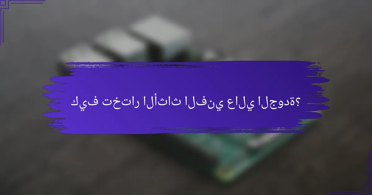 كيف تختار الأثاث الفني عالي الجودة؟